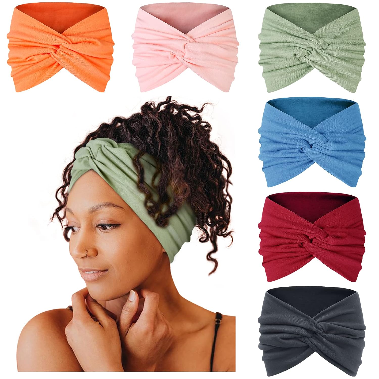 4Pcs/Set Boho Twisted Knot Headband For Women 7''