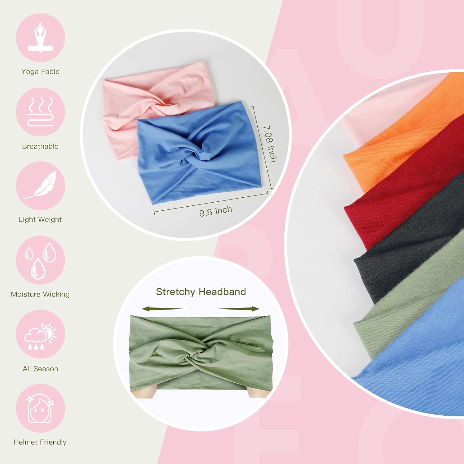 4Pcs/Set Boho Twisted Knot Headband For Women 7''